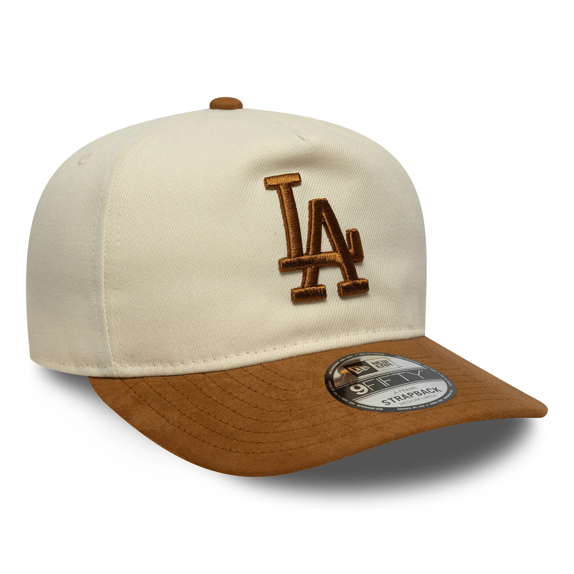 New Era 9FIFTY A-Frame L.A. Dodgers Baseball Cap - MLB Suede Visor - Cremefarben-Ocker - Image 3